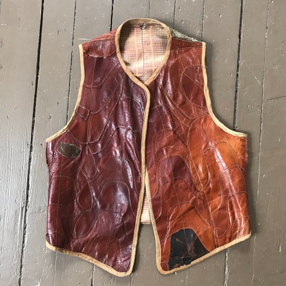 patchwork leather vest
